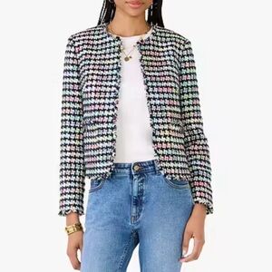 NEW Kate Spade Tweed Fringe Jacket Multi-Color Size 2